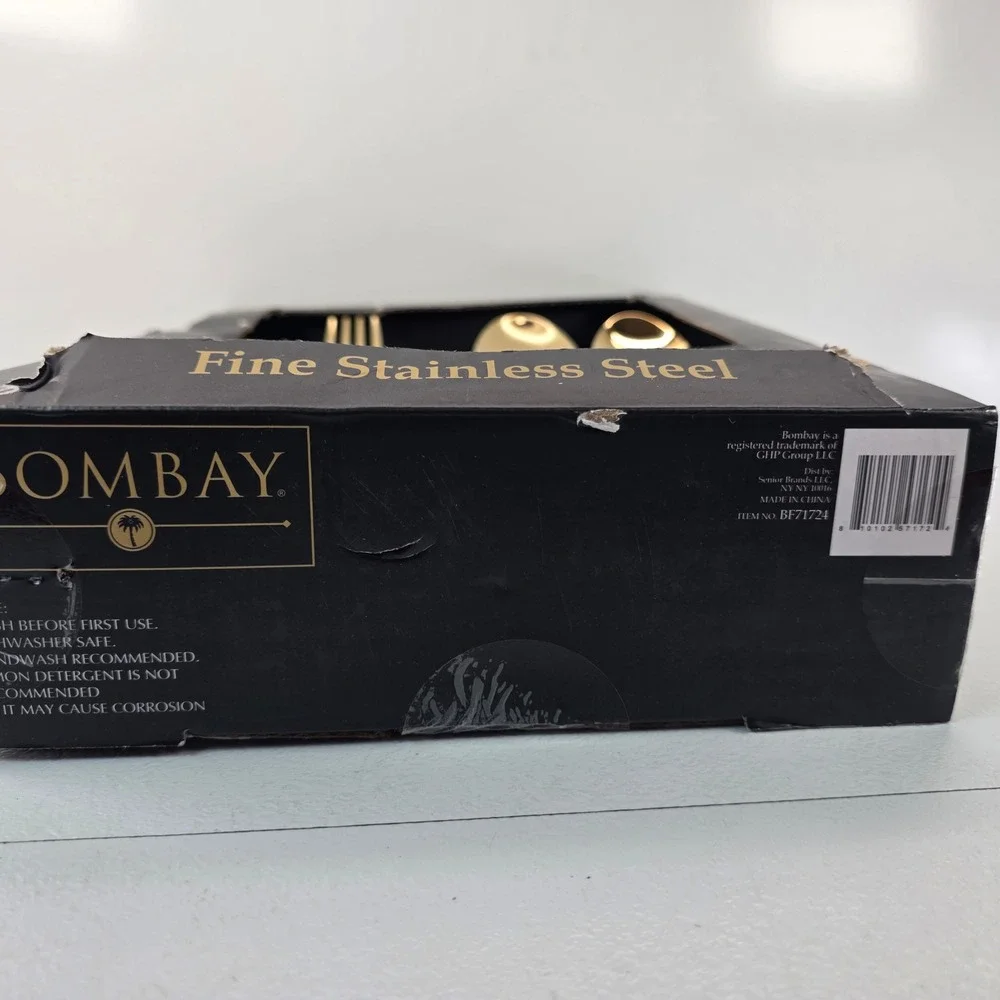 20 Piece Bombay Sierra Gold Flatware Hammered Stainless Steel BF71724